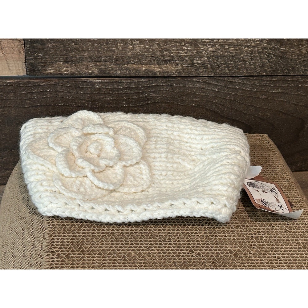 Knitted Headband Ear Warmer and Neck Warmer | OS | Ivory‎ Bow Design